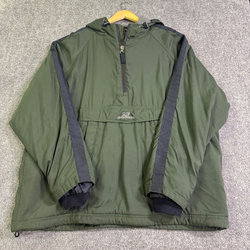 VTG Abercrombie Performance Jacket Mens XL Green Y2k 90s 1/4 Zip Pullover